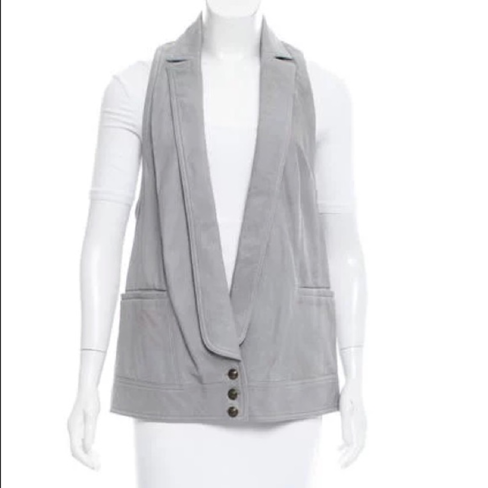 Dvf long leather vest NWOT Size 12
